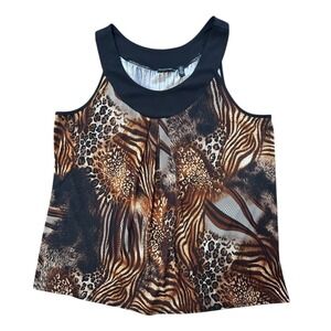 Notations Tank Top Womens Size XL Animal Print USA Made Stretch Lightweight